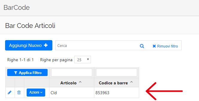 ricerca barcode
