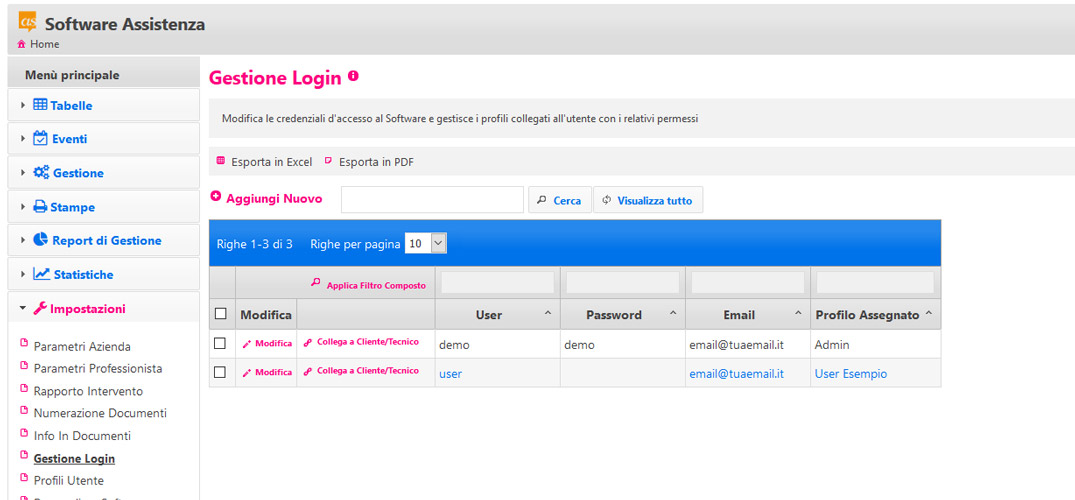 Modifica Password accesso al programma