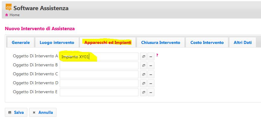 apparecchi ed impianti del cliente