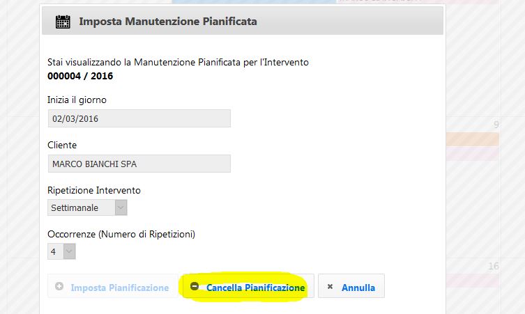 cancellazione pianificazione