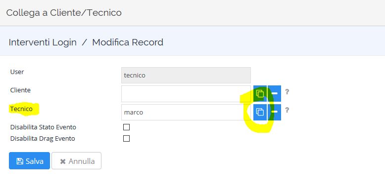 filtro tecnici per collegamento utente
