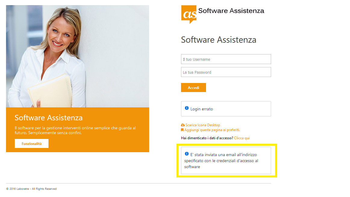 Password dimenticata inviata