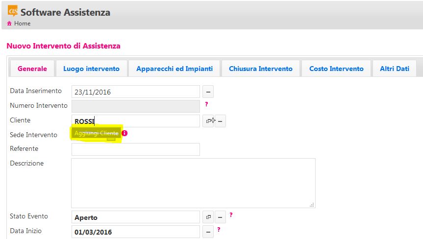 nuova anagrafica rapida