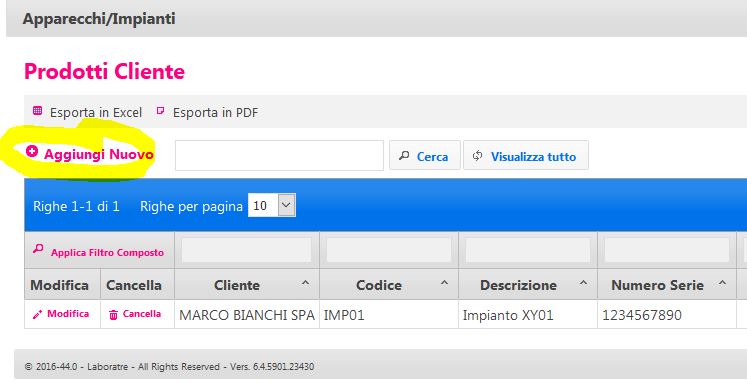 impianti e apparecchiature del cliente