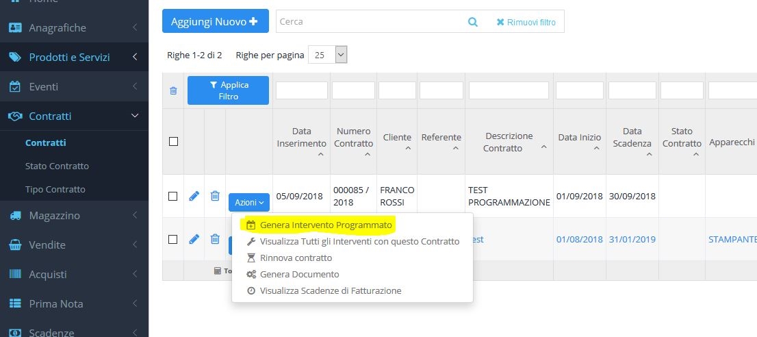 genera evento programmato