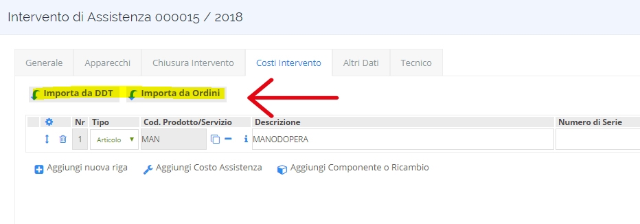 importa ddt e ordine da cliente