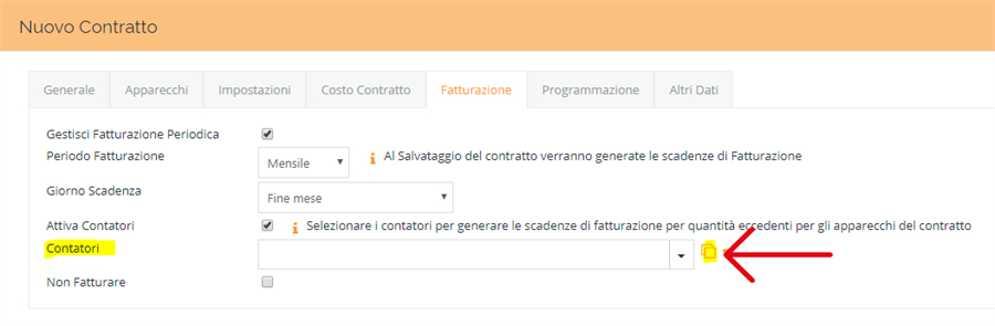 pulsante selezione contatore