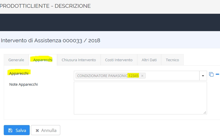 serie apparecchi interventi